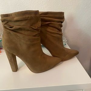 Slouchy brown suede booties